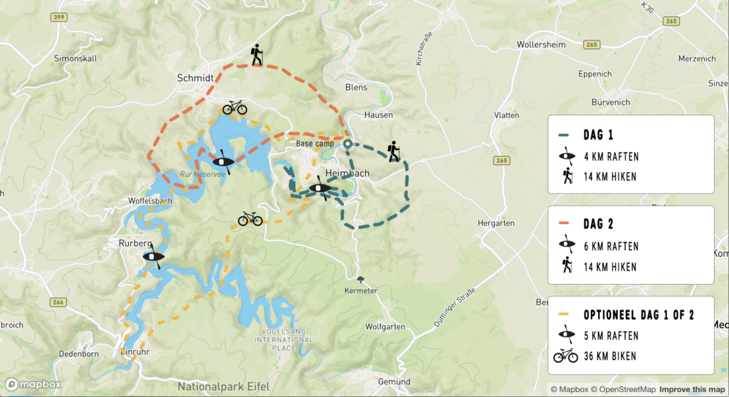 2-day packraft trail map - bike option