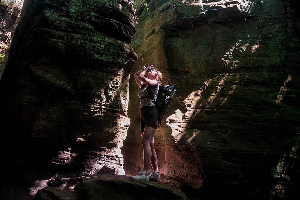 Takes pictures in Müllerthal ( Little Switzerland)