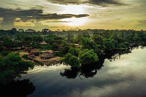 water with trees and buildings Jungle Greentripper