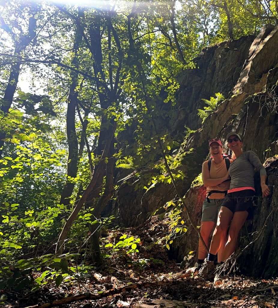 Hikers exploring the forest during a packrafting trail in the German Eifel